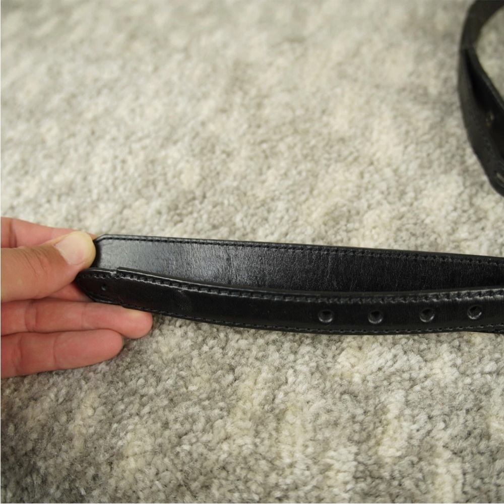 VTG Tony Lama South Western Black Leather Belt 7733 L Size 42 Braided No Buckle - Picture 5 of 10